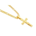 thumbnail image 4 of Edforce Stainless Steel Women's Men's 14K Gold Plated 20 inch Figaro Link Chain Necklace with | Crucifix Cross Pendant | and Matching Bracelet, 4 of 7