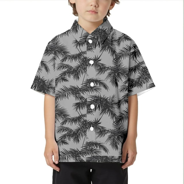 Children Beach Leisure Loose Comfortable Trendy Foreign Trade Comfortable Boys Collar Button Open Shirt Short Sleeve Shirt