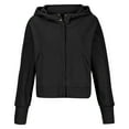 thumbnail image 6 of DeHolifer Women Waffle Jacket Cotton Knit Hoodies Zip Up Cropped Jacket Slouchy Short Jackets Casual Long Sleeve Shackets Outwear with Pockets Black M, 6 of 8