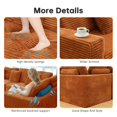thumbnail image 3 of 135.5-inch U-Shaped Sectional Sofa, 6-Seater Boneless Couch with Reversible Chaise, Modular Design, Orange Striped Corduroy – Customizable Living Room or Bedroom Couch, 3 of 10