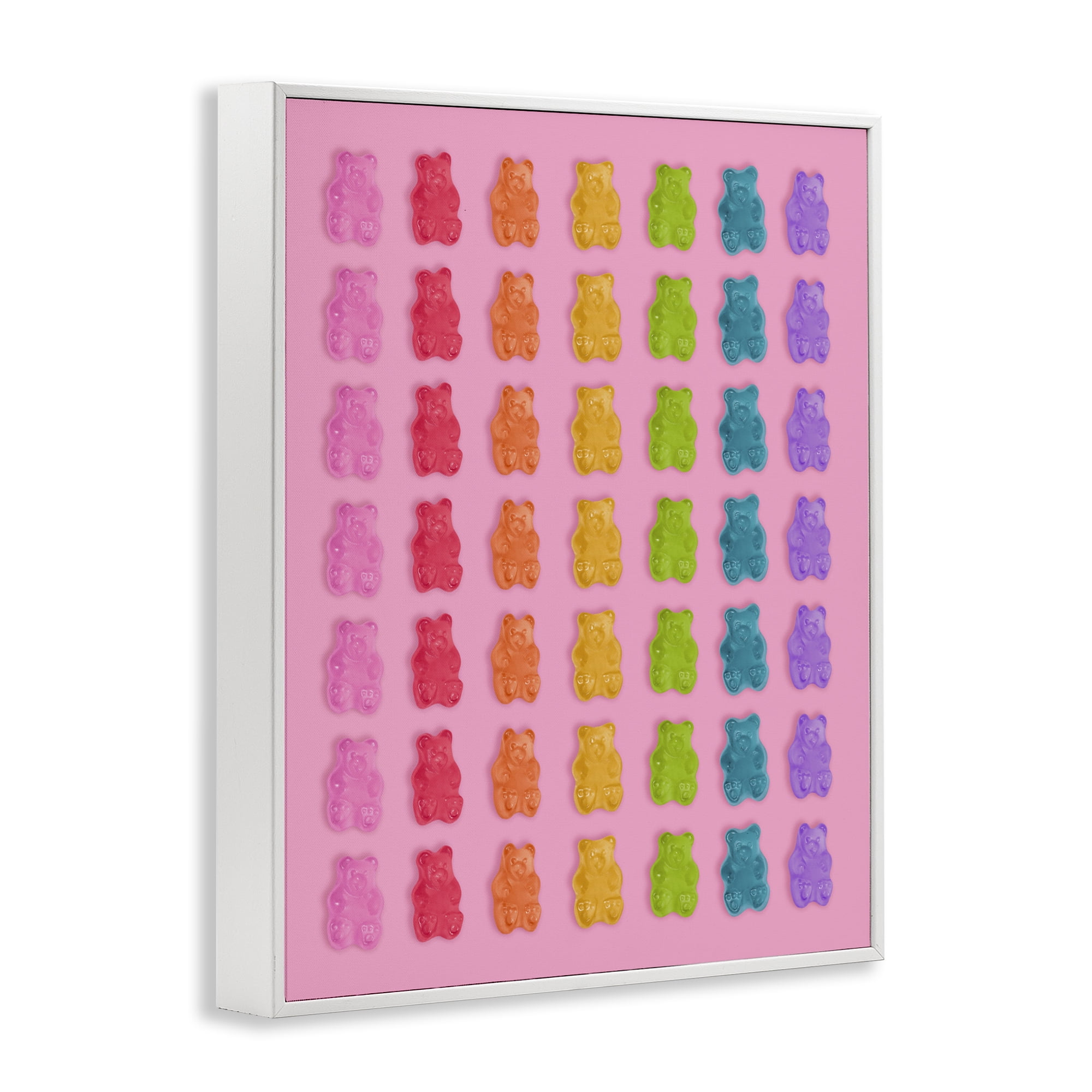 Stupell Industries Rainbow Bears in Stripes White Framed Giclee Art, design by LISH Creative