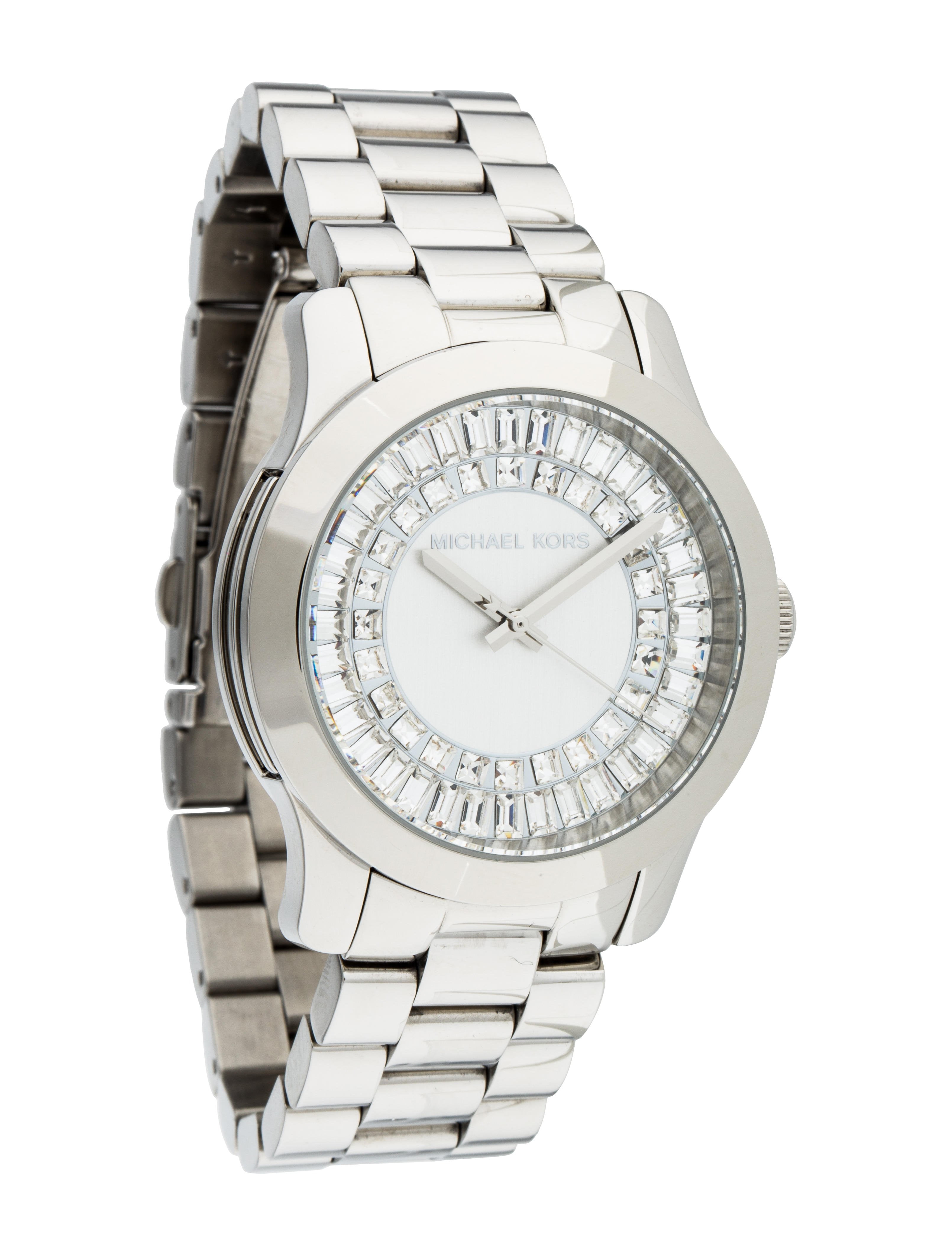 Michael Kors Runway Baguette Crystals 40mm Silver Tone Women's Watch MK6531  