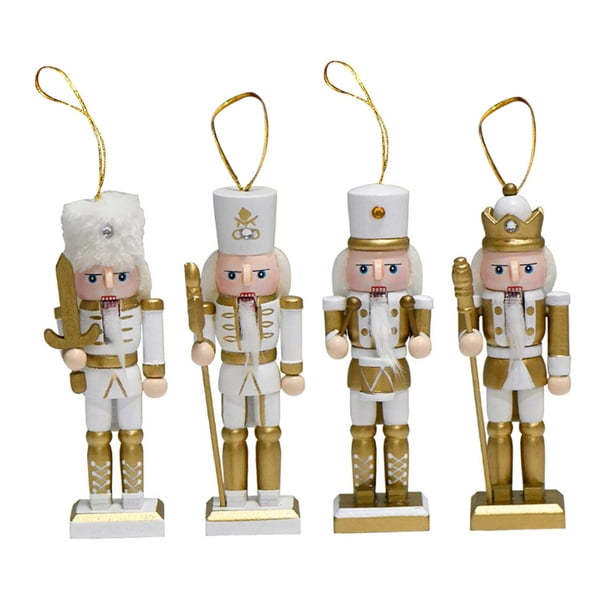 4 piezas de cascanueces navideños, figuras de madera para manualidades, figuras de cascanueces, estatuas de cascanueces para decoración de repisas de