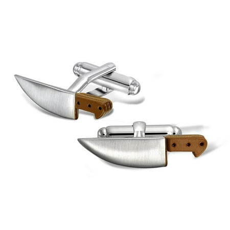 Enamel Classic Cufflinks - Culinary Gourmet Chef Cook Knife Foodie Restaurant Owner Shirt Cufflinks For Men Silver Tone Plated Brass Brown Enamel