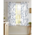 thumbnail image 4 of Blue Leaves Sheer Curtains 54 Inch Length 2 Panels Set for Living Room/Bedroom, Summer Botanical Elegant Pastoral Kitchen Curtains Grommet Semi-Sheer Curtains Drapes Voile Window Treatments 42"x54"x2, 4 of 7
