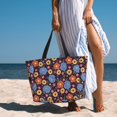 thumbnail image 5 of Large Beach Bags Water-resistant Sandproof - leaves flower B Cute Beach Tote Bags for Women with Zipper, 5 of 6