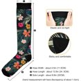 thumbnail image 3 of FREEAMG High Elasticity Compression Socks, High Knee Socks Adult Universal Leisure Relieve Fatigue,Bright Hibiscus Flowers(1) Travel Daily with Running (1 Pair), 3 of 7