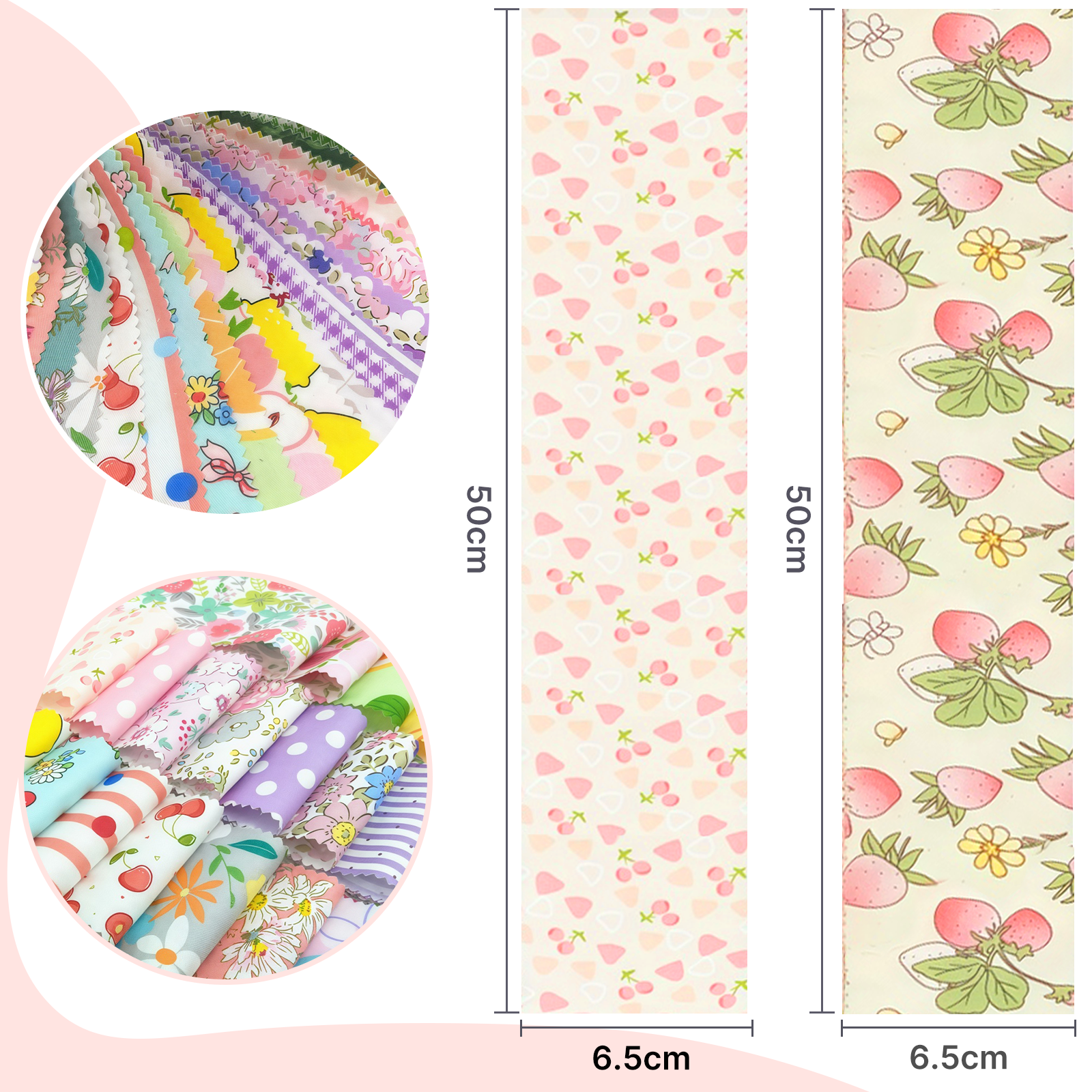 iMzoon 80 Pcs Jelly Roll Fabric Strips for Quilting Fabric, Sewing Supplies & DIY Crafts-2.6 Inch Precut Cotton Floral Fabric Strips Bundles with Wavy Edges, Perfect for Quilt Projects,Fruit