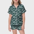 thumbnail image 3 of Kids Silk Pajamas Girls 5t Children's Easter Diy Hand Painted Short Sleeve Shirt Tops + Shorts Pants Casual Button-Up Home Clothes 2 Piece Satin Pajama Outfits,8-9Y, 3 of 5
