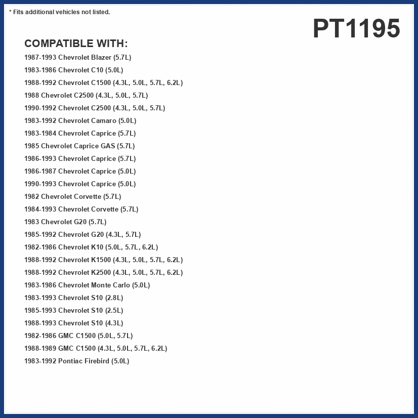 PG PT1195 Transmission Filter Kit | Fits 1982-1993 Chevrolet Corvette 5.7L; 1988-1992 C1500, K1500 4.3L, 5.0L, 5.7L; 1983-1986 C10, Monte Carlo, K5 Blazer 5.0L