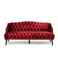 thumbnail image 2 of GDF Studio Manila Contemporary Tufted 3 Seater Sofa, Wine Velvet and Walnut, 2 of 7