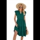 thumbnail image 2 of Vestido de Verano para Mujer, Cuello en V, Mangas con Volantes, Midi, Verde Oscuro, Talla XL, 2 of 6