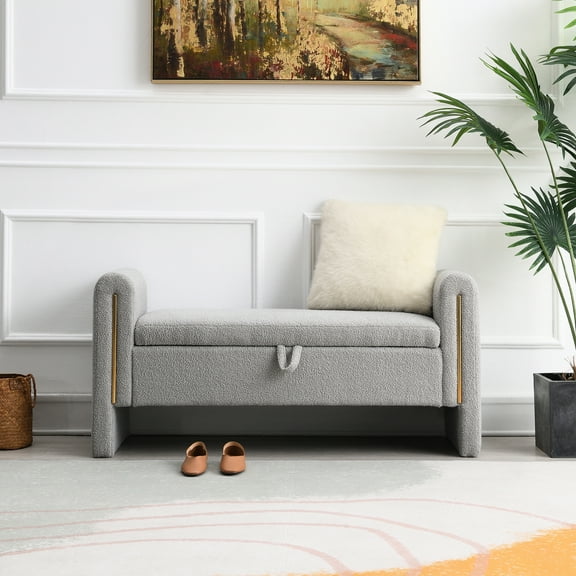 Upholstered With Internal Storage - Grey, And Comfortable Vanity Bench Modern Look For Bedroom Grey