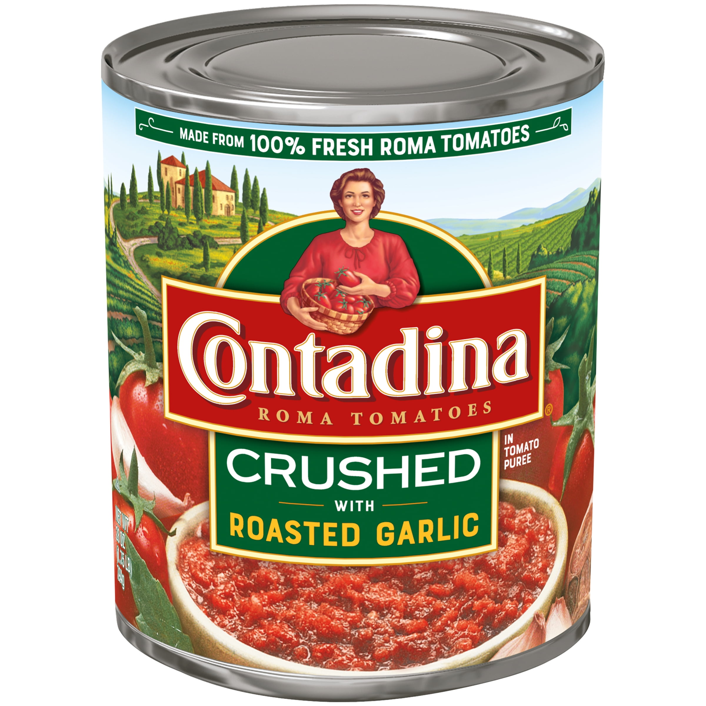 Contadina Crushed Tomatoes Roasted Garlic, 28 oz Can
