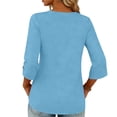 thumbnail image 7 of Kukoosong Women's Loose Fit Button Down Shirts Solid Color 3/4 Sleeve V-Neck Blouse for Summer Resort Wear Tops, Casual and Breathable Shirts for Women, 7 of 7