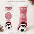 thumbnail image 2 of Fuzzy Slipper Socks for Women, PUTUO Warm Non Slip Grip Socks Sherpa-Lined Thick Cozy Fluffy Mid Calf Winter Home Socks, Penguin Pattern, 2 of 6