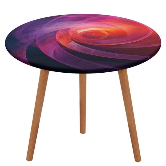 3D Abstract Lines Fitted Table Cover - Waterproof Elastic Edged Tablecloth Wipeable Table Cloth for Spring Party Dinner Table Decor (Fit for 45"-54" Round Tables)