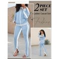 thumbnail image 2 of Women's 2 Piece Tracksuit Set Sexy Cold Shoulder Full Zip Jacket and Split Hem Jogger Pants Outfits S-2XL, 2 of 9