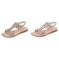 thumbnail image 1 of (2-Pack) Rinsvye Womens Bohemian Rhinestone Flowers Casual Wedge Sandals Summer Comfort Footwear Able Beach Wear, 1 of 8
