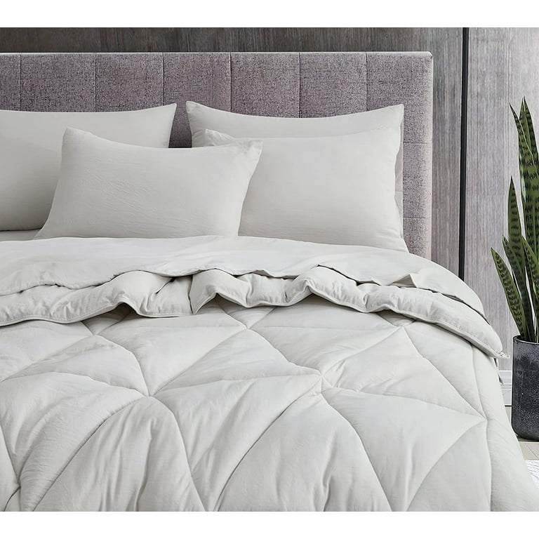 Chezmoi Collection Jasper Queen Size 7-Pc Bed in a Bag: Stone Washed
