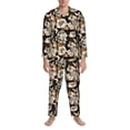 thumbnail image 3 of Yiaed Retro Hydrangeas Print Men’s Pajamas Set - Long Sleeve Button Down Sleep Shirt and Pajama Bottoms Sleepwear Set Mens Pjs Sets Men's Pajama Bottoms-X-Large, 3 of 7