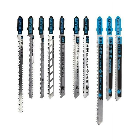 Spyder Skeleton™ 10-Piece T-Shank Metal And Wood Cutting Jig Saw Blade Set 300090