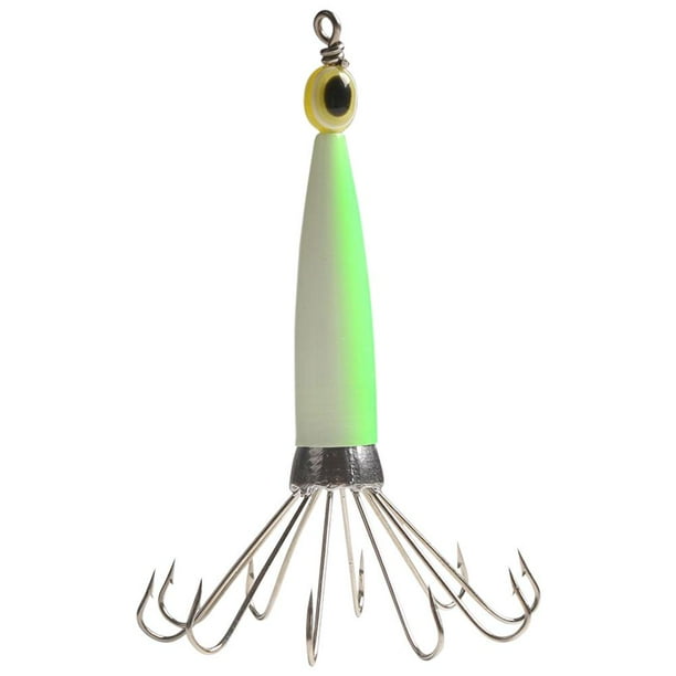 Pesca Squid Jig Pesca Señuelo Gancho Pulpo Sea Boat Hard Bait (Verde Luminoso 10 Claw)