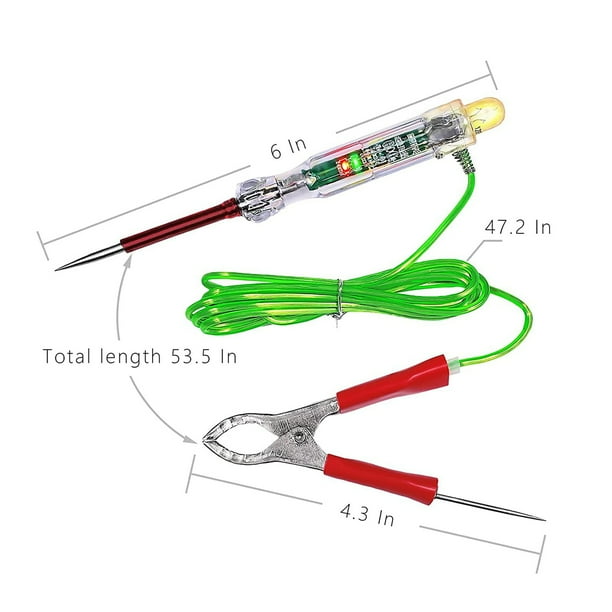 2X Automotive LED Circuit Tester 6-24V Test Light with Dual Probes