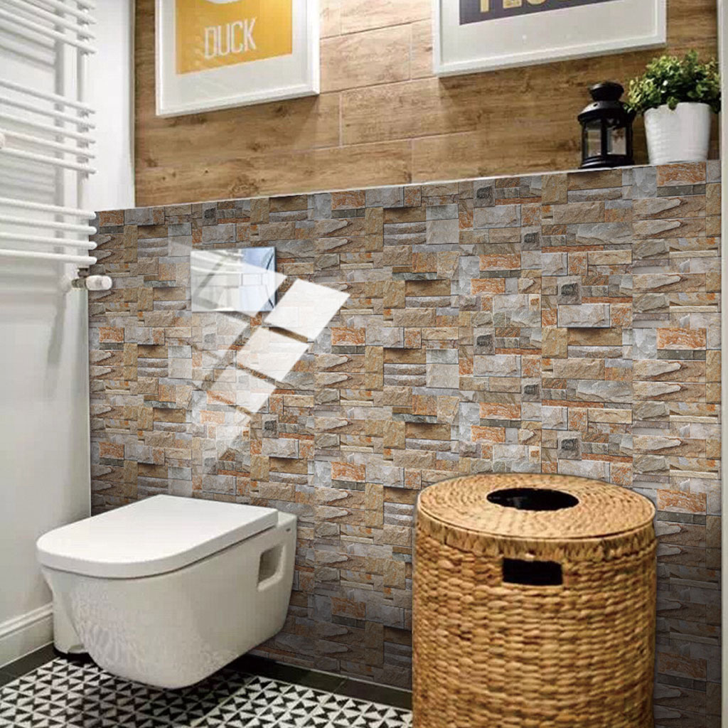 48 Sheet 3D Self Adhesive Tile Stickers Peel and Stick Backsplash Floor Wall Decals Bathroom Kitchen Counter Top Decor