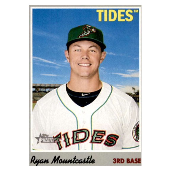 Collectible 2019 Topps Heritage Minors #12 Ryan Mountcastle RC Rookie Norfolk Tides Baseball Trading Card