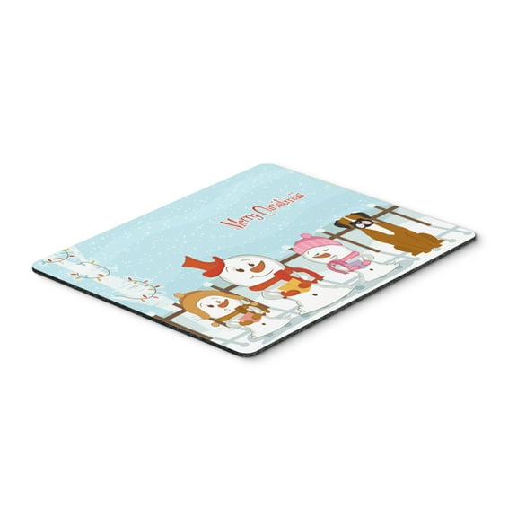 Merry Christmas Carolers Flashy Fawn Boxer Mouse Pad Hot Pad or Trivet