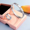 thumbnail image 2 of 2024 New Design Stainless Steel 18K Gold Not Fading For Woman Bracelet Zircon And Cross Nut Nail Fashion Love Bbangle Jewelry SH, 2 of 7