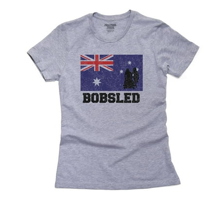 Australia Olympic - Bobsled - AUS Flag - Silhouette Women's Cotton Grey T-Shirt