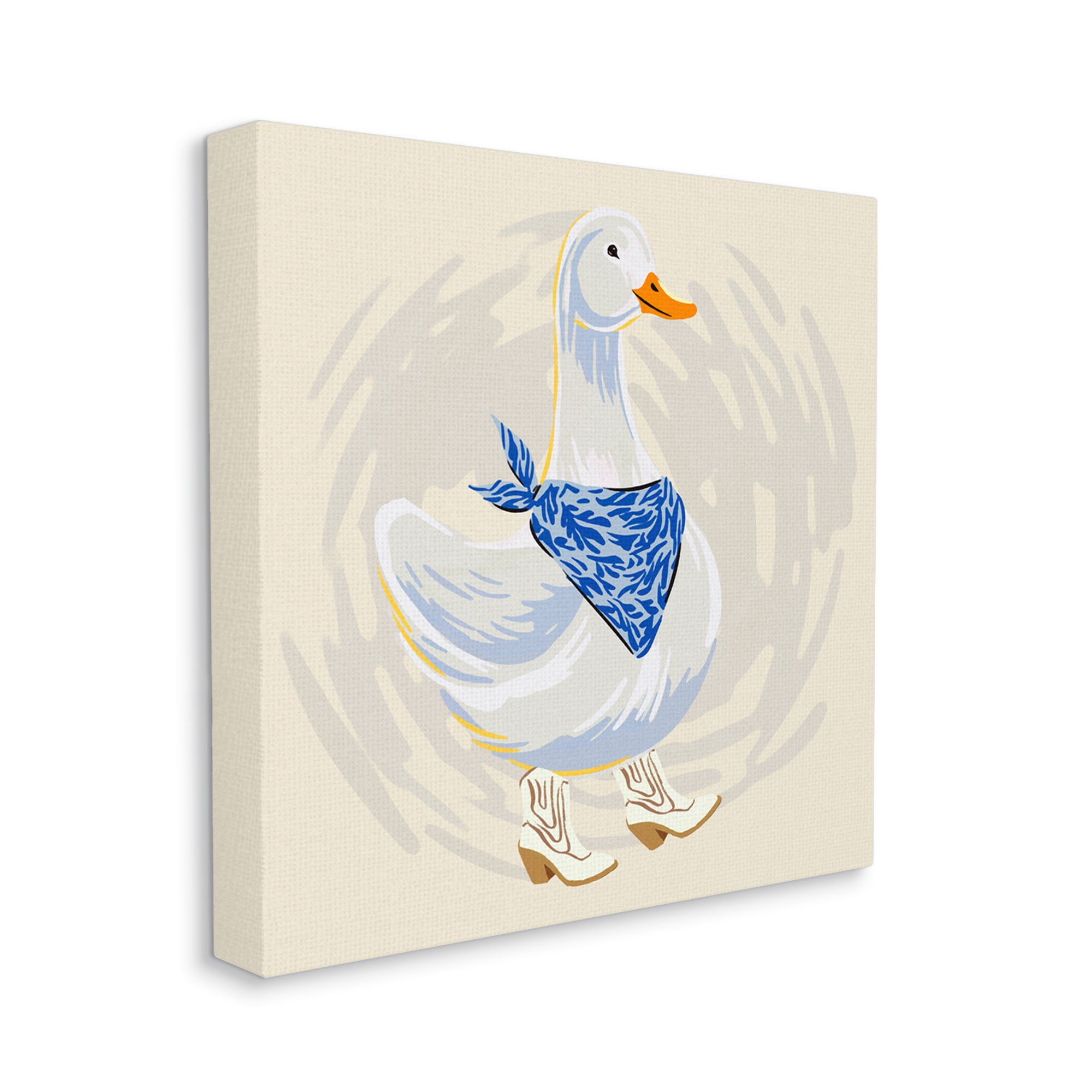 Stupell Industries Cowboy Duck with Bandana Animals & Insects Painting Gallery Wrapped Canvas Print Wall Art, 30 x 30