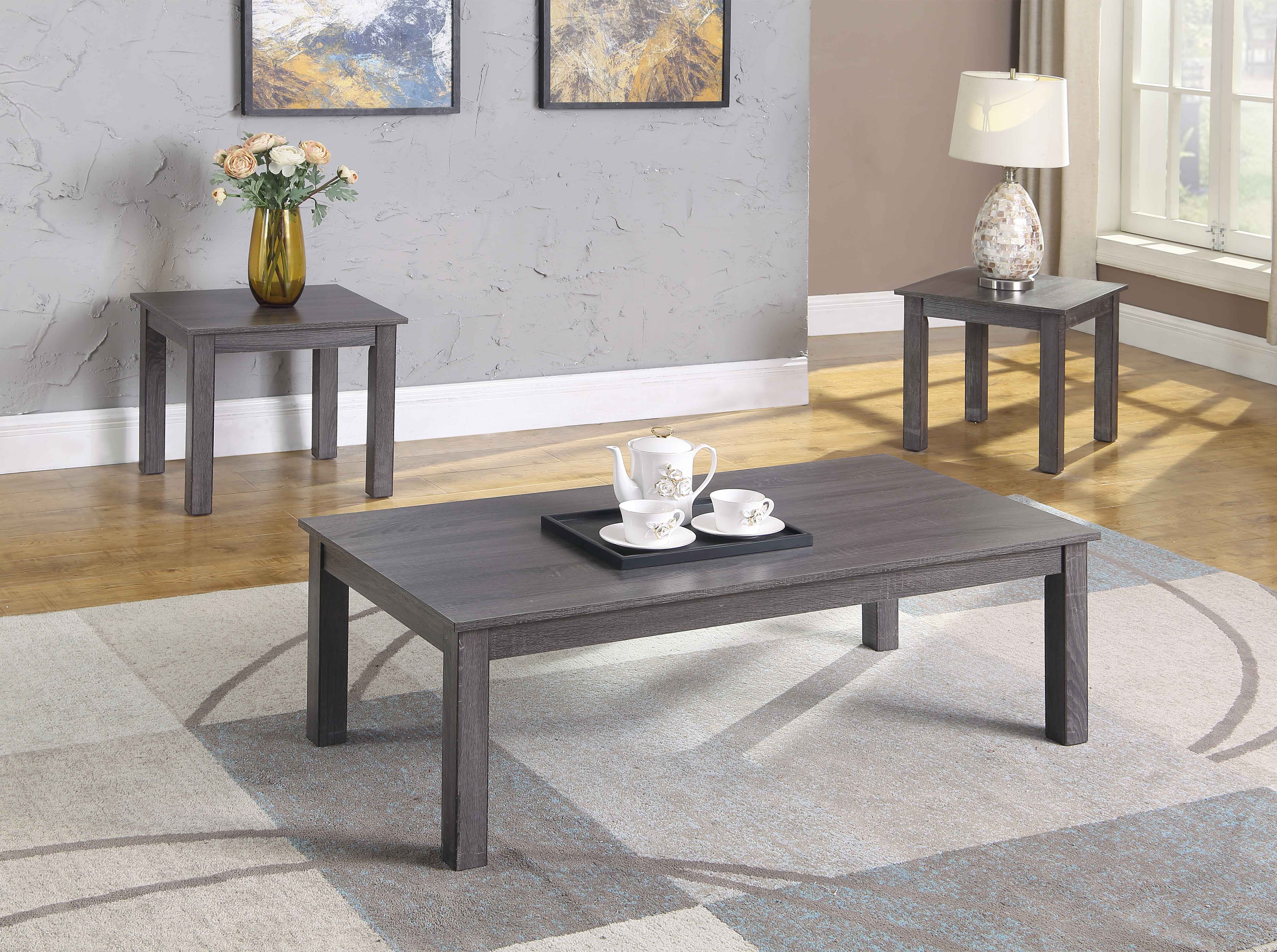 Antique Grey Best Master Furniture Helena 3 Pcs Coffee 2 End Table Set