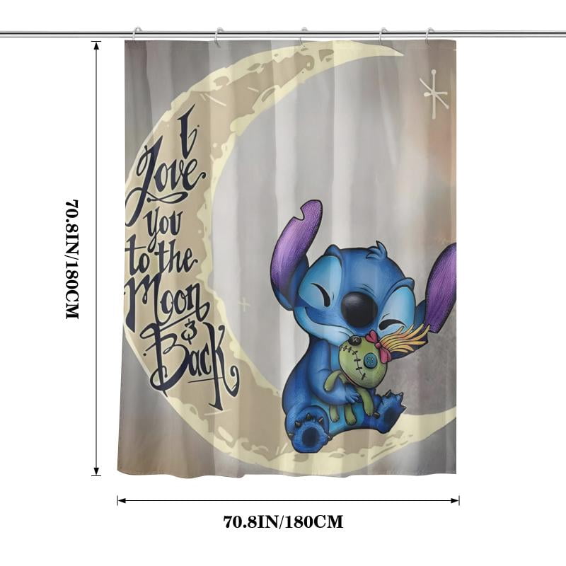 Lheaggik Cute Cartoon 4 Pcs Bathroom Sets with Shower Curtain and Rugs, Waterproof Polyester Shower Curtain Sets with Hooks