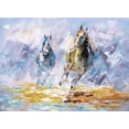 thumbnail image 2 of Chen, Y.C. 14x11 Gold Ornate Wood Framed with Double Matting Museum Art Print Titled - Horses Running Oil Painting, 2 of 4