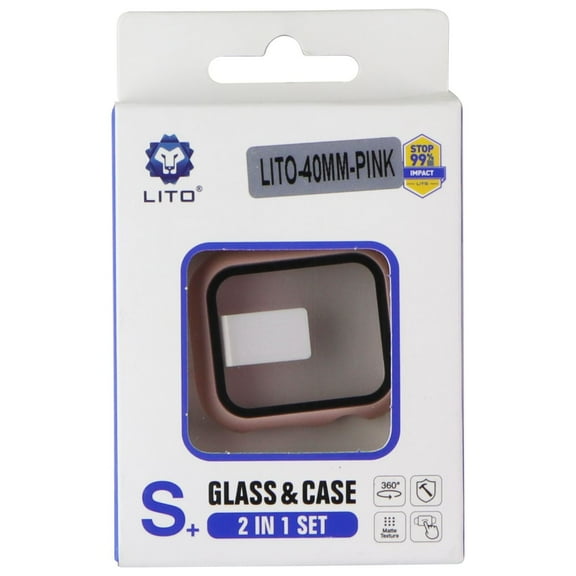 LITO S  Glass and Case Set for Apple Watch Series SE 2/6/5/4 (40mm) - Pink