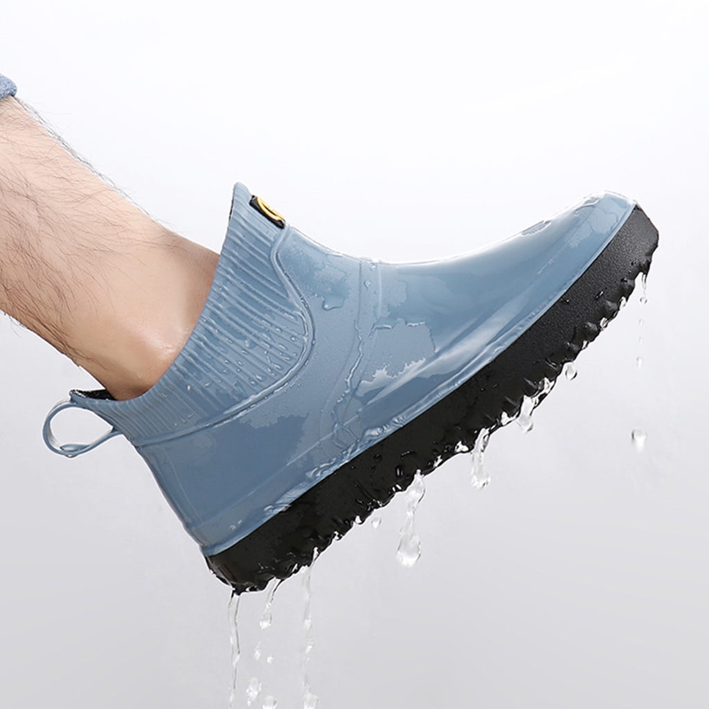 FRSASU Men's Ankle Rain Boots Waterproof PVC Short Rubber Garden Boots On
