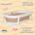 thumbnail image 3 of Bañera Tina Plegable Para Bebé Con Base Ibaby Santorini Rosa rosa, 3 of 8