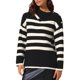 thumbnail image 4 of Mujeres suéteres de pulóver de manga larga con cuello de solapa a rayas, blusas sueltas de bloque de color M negro, 4 of 6