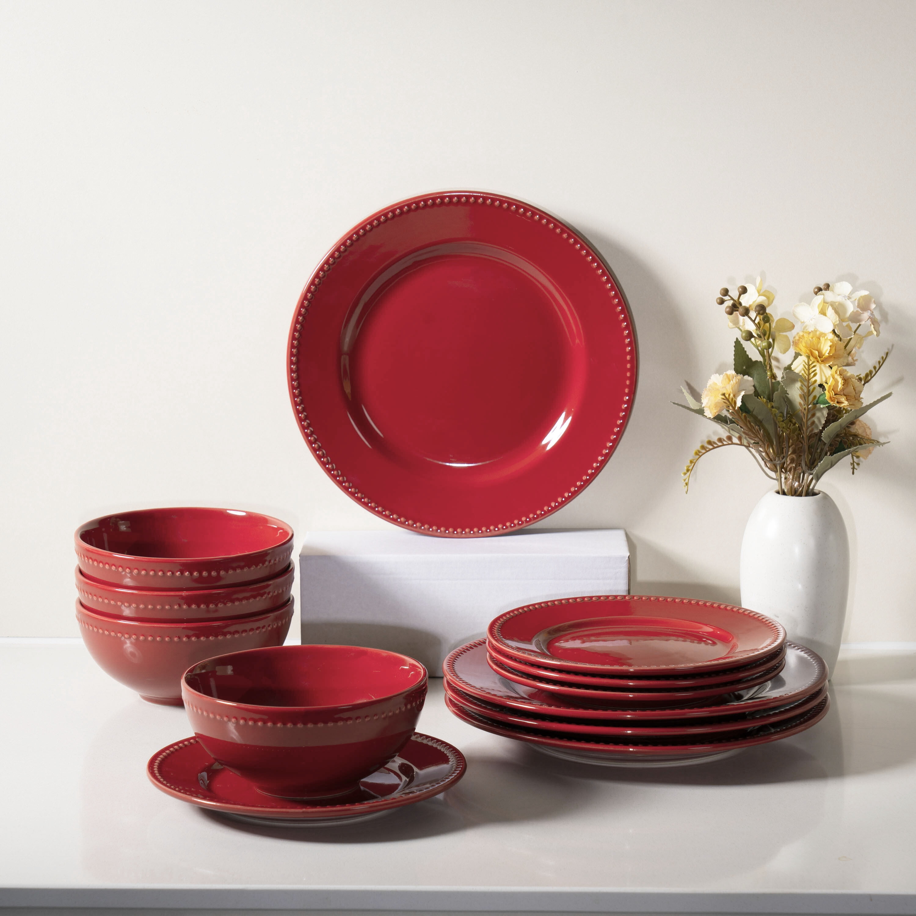 Mainstays 10.39in Brynn Red Stoneware Dinnerplate