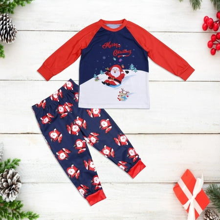 

ertutuyi christmas snowman printed tops and pants clothes set xmas family matching pajamas blue 2t