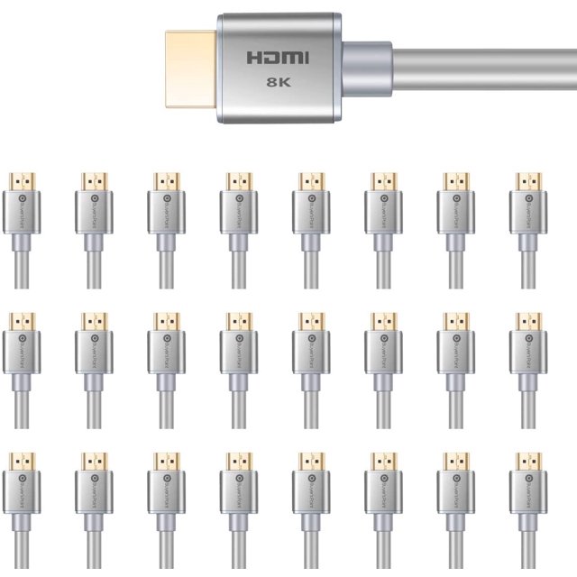 Buyer’s Point Ultra High Speed HDMI 2.1 Cable CL3 Rated Dynamic HDR 1.8M (6ft) 8K 120Hz, 48Gbps, Dolby Vision, eARC Compatible with Apple TV, Nintendo Switch, Roku, Xbox, PS4, Pack of 25 Gray- OEM