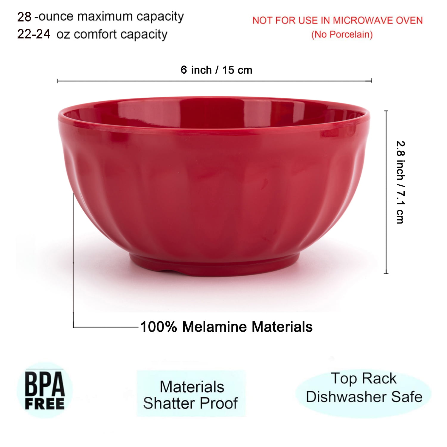 KX-WARE Plastic Bowls set of 12 - Unbreakable and Reusable 6-inch Plastic  Cereal/Soup/Salad Bowls Multicolor | Microwave/Dishwasher Safe, BPA Free