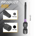 thumbnail image 2 of Uxcell 2pcs TT9 Torx Impact Screwdriver Bit 1/4" Hex Shank 2" Long Magnetic with Hole, 2 of 7
