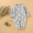 thumbnail image 6 of Baby Jumpsuit Easter Bunny Knit Sweater Romper Long Sleeve Jumpsuit Clothes for Unisex Grey 12 Months-18 Months, 6 of 7