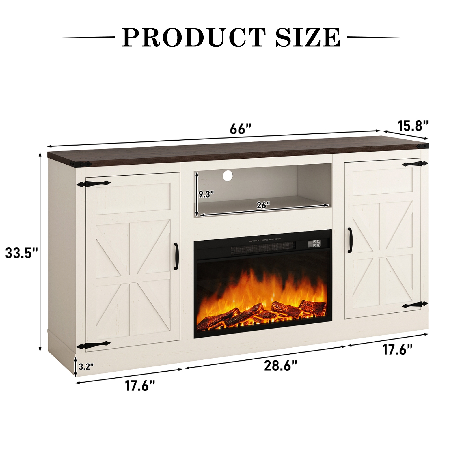 Chvans Farmhouse TV Stand with 26" Electric Fireplace photo 8