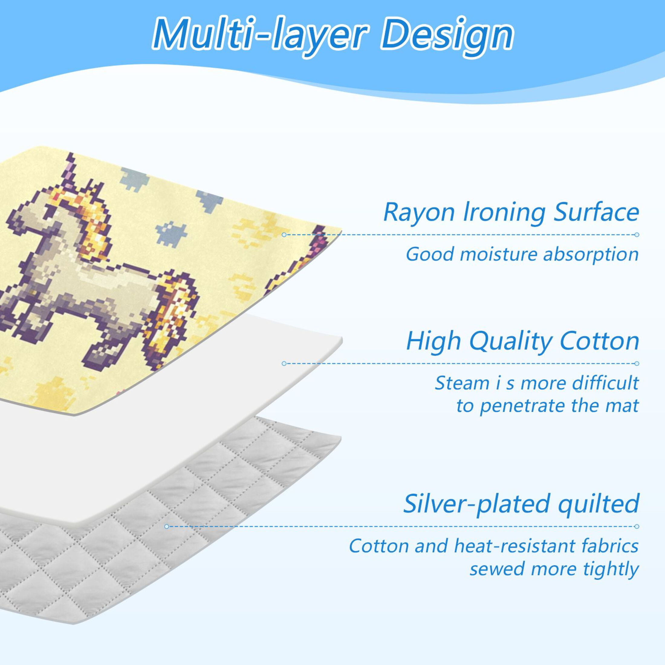 Cute Pixel Unicorns Ironing Board Covers Heat Resistant Ironing Pad Mat Portable for Travel Washer Dryer Table