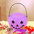 thumbnail image 6 of Halloween Pumpkin Bucket Candy Bucket Holder Gift Basket, Reusable Halloween Supplies Favors for Home Decoration Holiday Gift Violet, 6 of 9